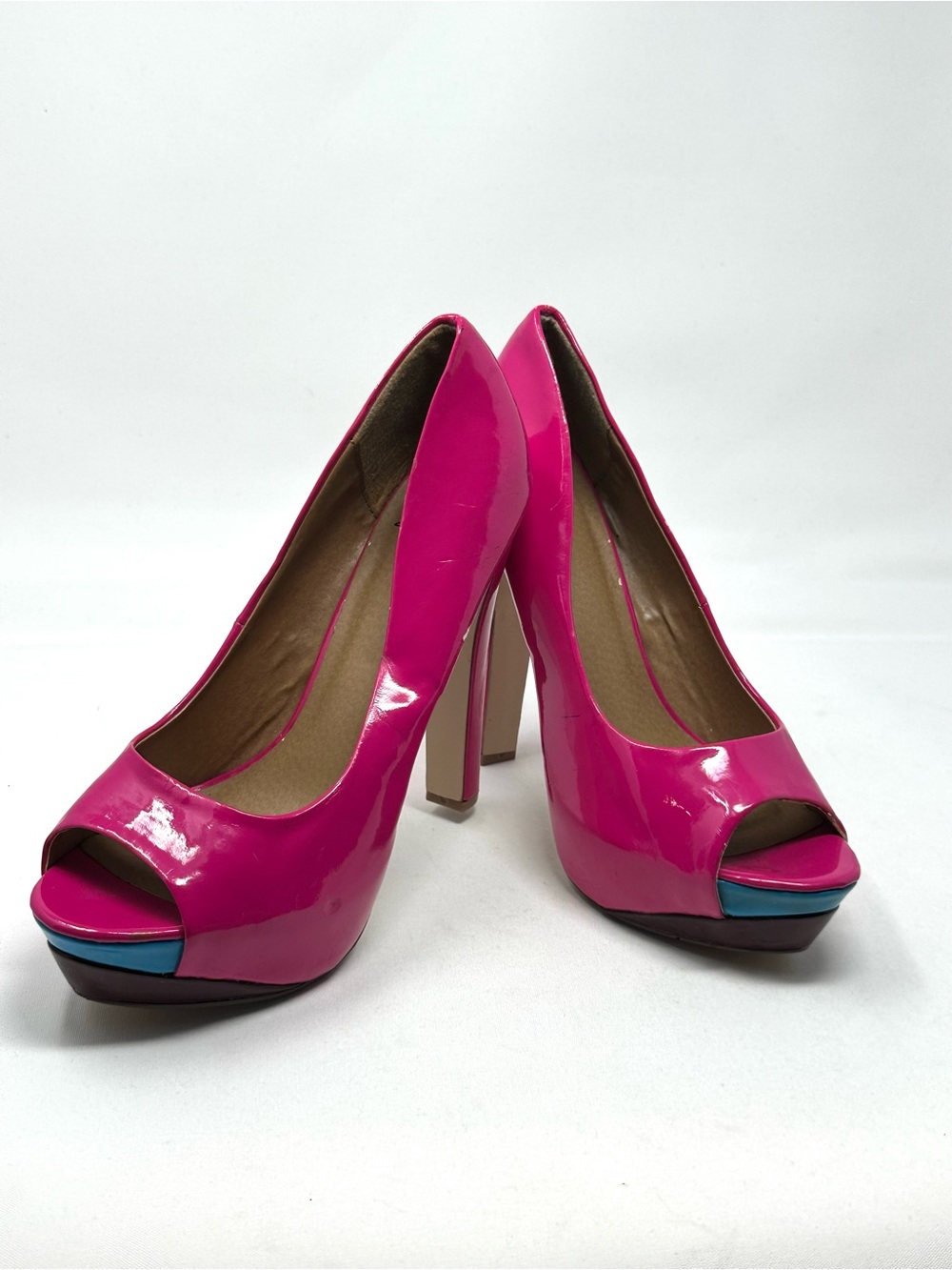 Delicious Hot Pink Parent Open Toe High Heels Women Sz 8.5